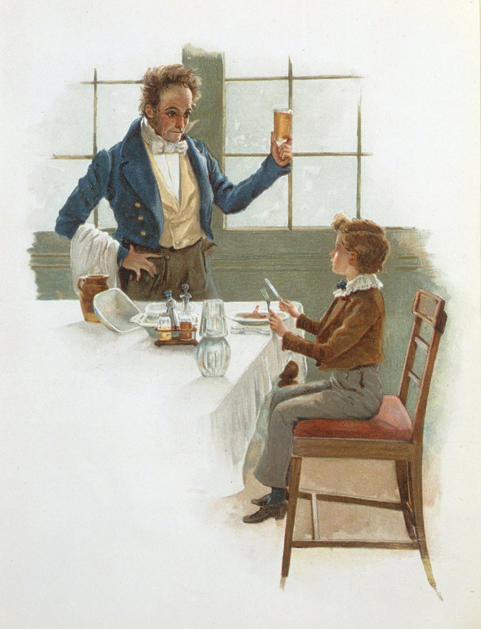 友善的服务员，查尔斯·狄更斯（1812-70）对David Copperfield（1850）的插图 作者 英语学校