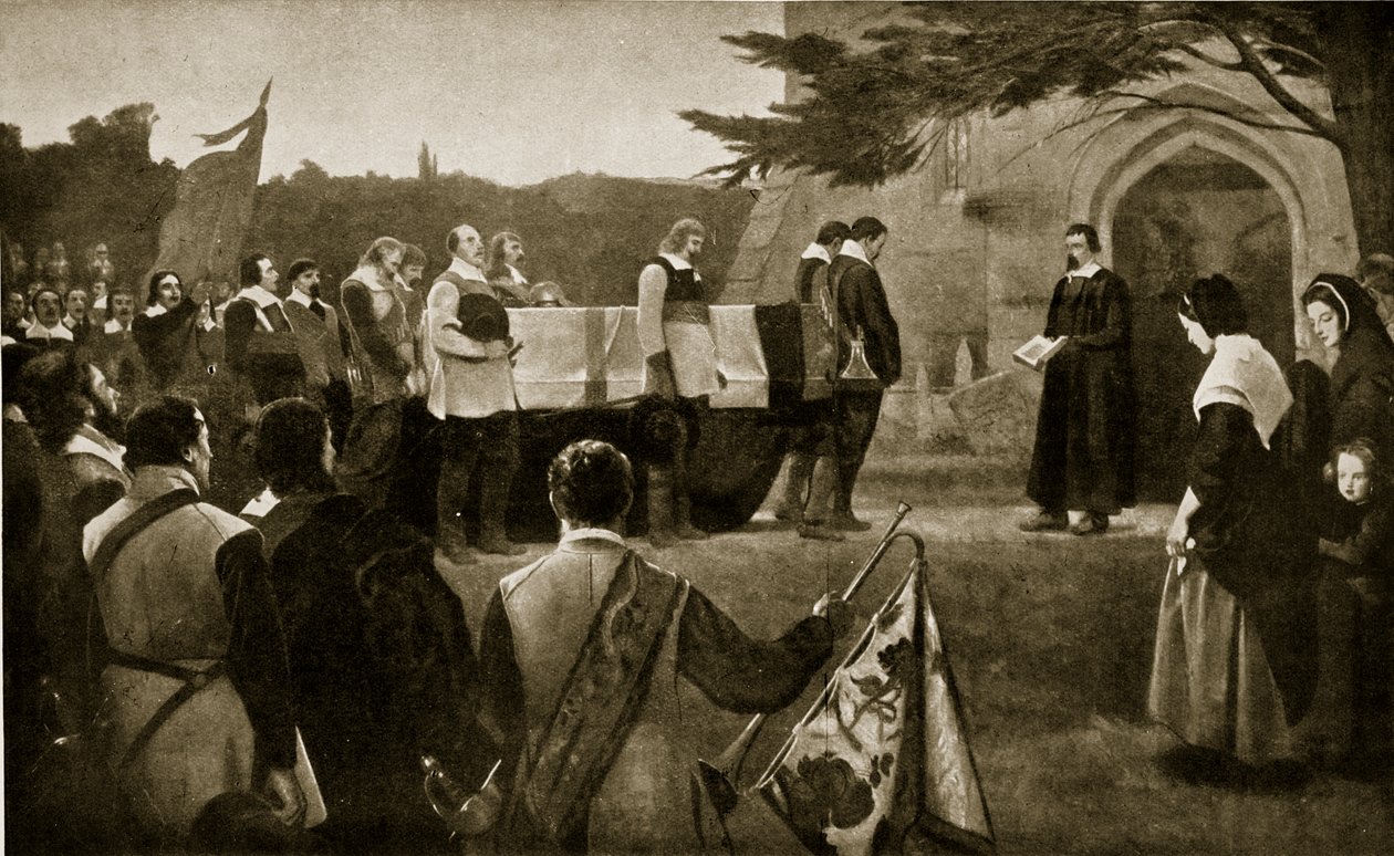 约翰汉普顿的葬礼，1643年，来自英国国家哈钦森斯的故事，c.1923 作者 英语学校