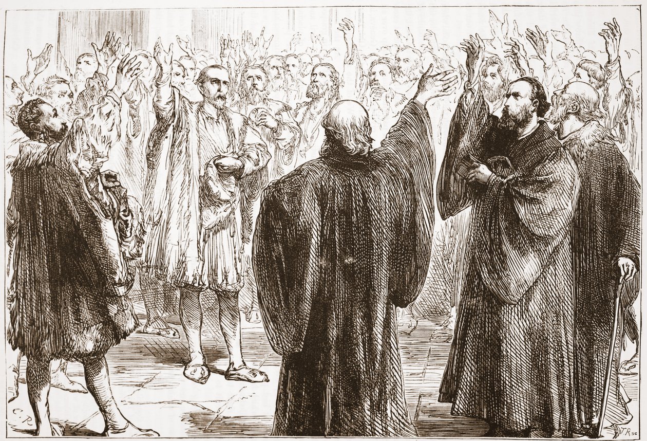 日内瓦人宣誓放弃罗马主义，詹姆斯·艾特肯·威利（James Aitken Wylie，1808-1890），酒吧的新教历史插图。 1878年 作者 英语学校