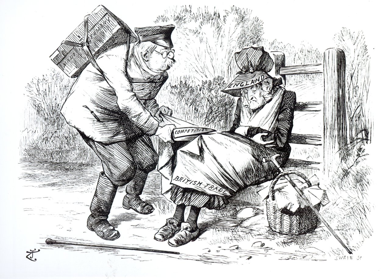 德国商业旅行者从英国贸易中窃取市场份额，1896年9月5日，Punch，伦敦Charivari的漫画 作者 英语学校