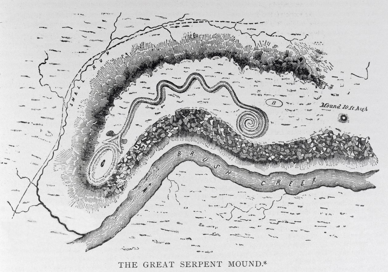 位于俄亥俄州Locust Grove附近的Great Serpent Mound，公元前2世纪，来自“美国的叙事和批判历史”，酒吧。在1889年 作者 英语学校