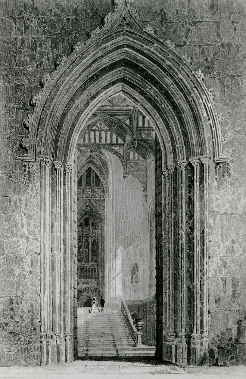 大西洋大厅通往大沙龙，或八角形，Fonthill修道院，1824年 作者 英语学校