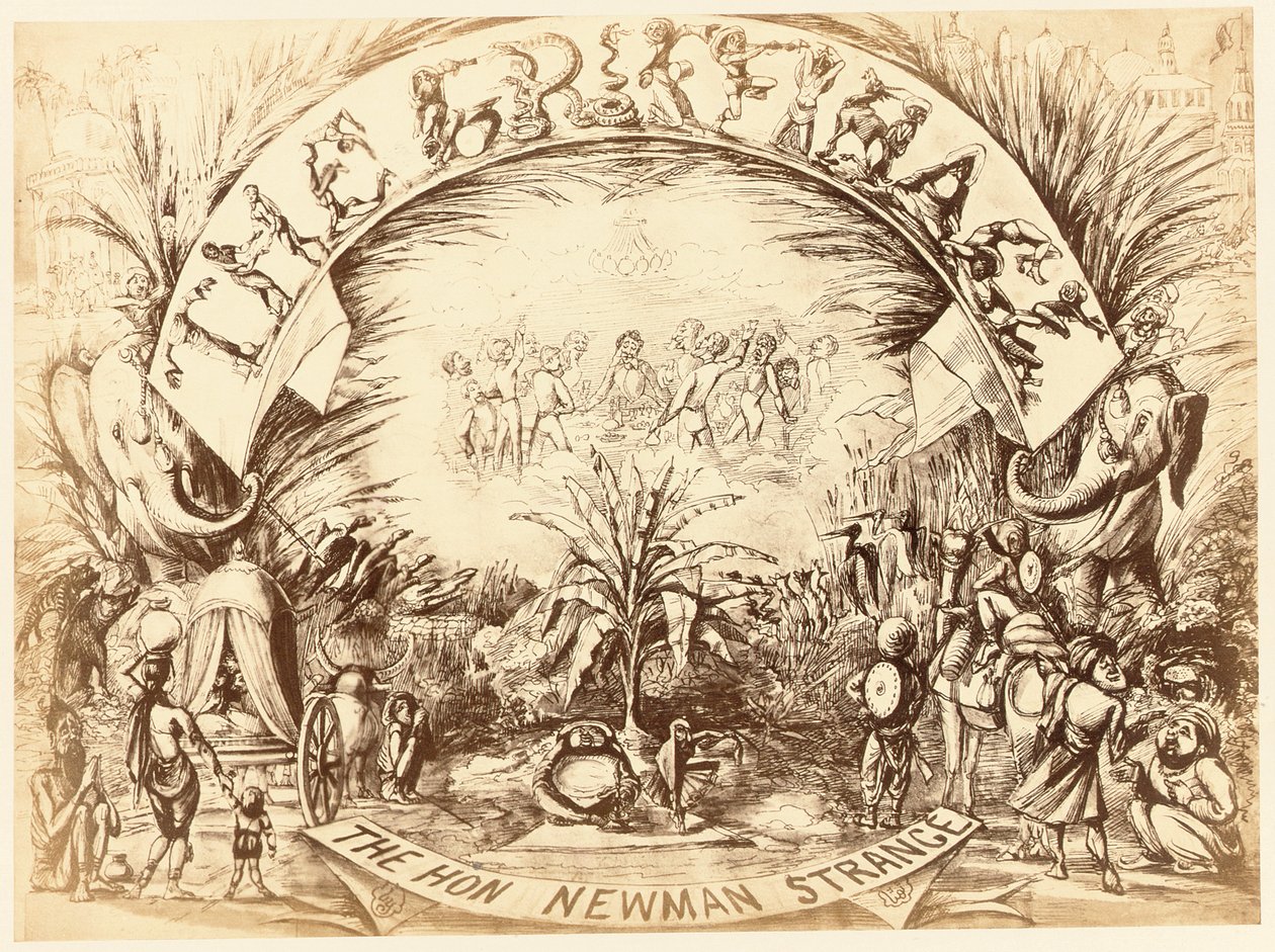 新贵，荣誉。纽曼·斯特兰奇（Newman Strange），《德里素描本》的页面，1850-154年 作者 英语学校