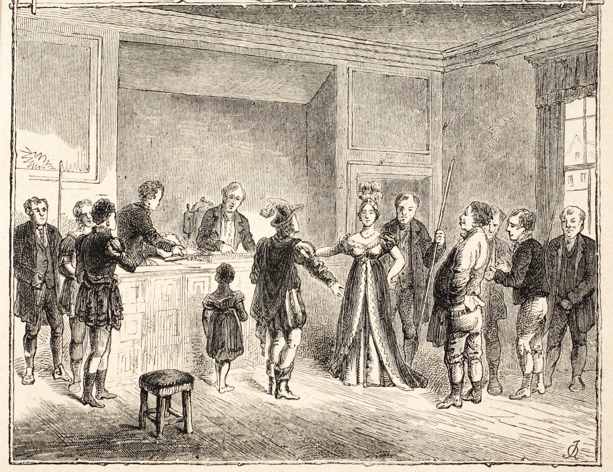 手和剪刀，Pie-Poudre法院的案件，来自1811年的图纸 作者 英语学校