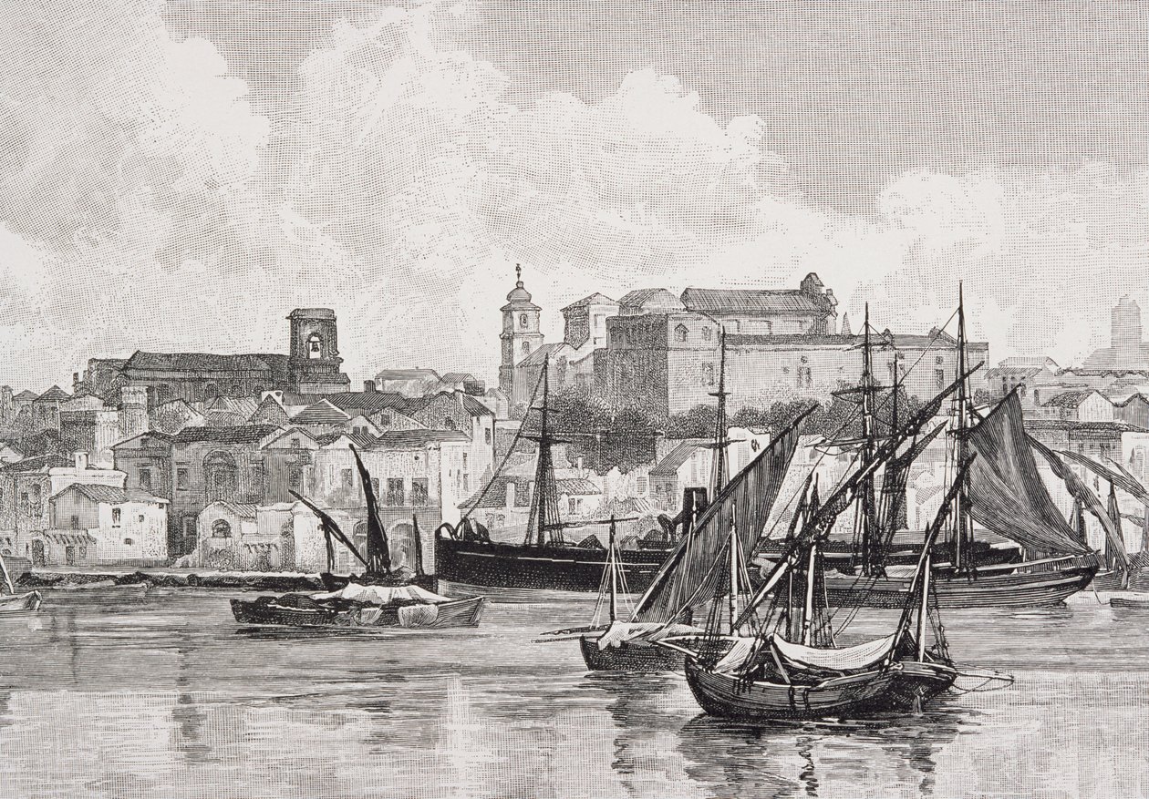The Harbour，Brindisi，Italy，来自&39;The Picturesque Mediterranean&39;，第3卷，由Cassell and Co. Ltd.出版，1880s-90s 作者 英语学校