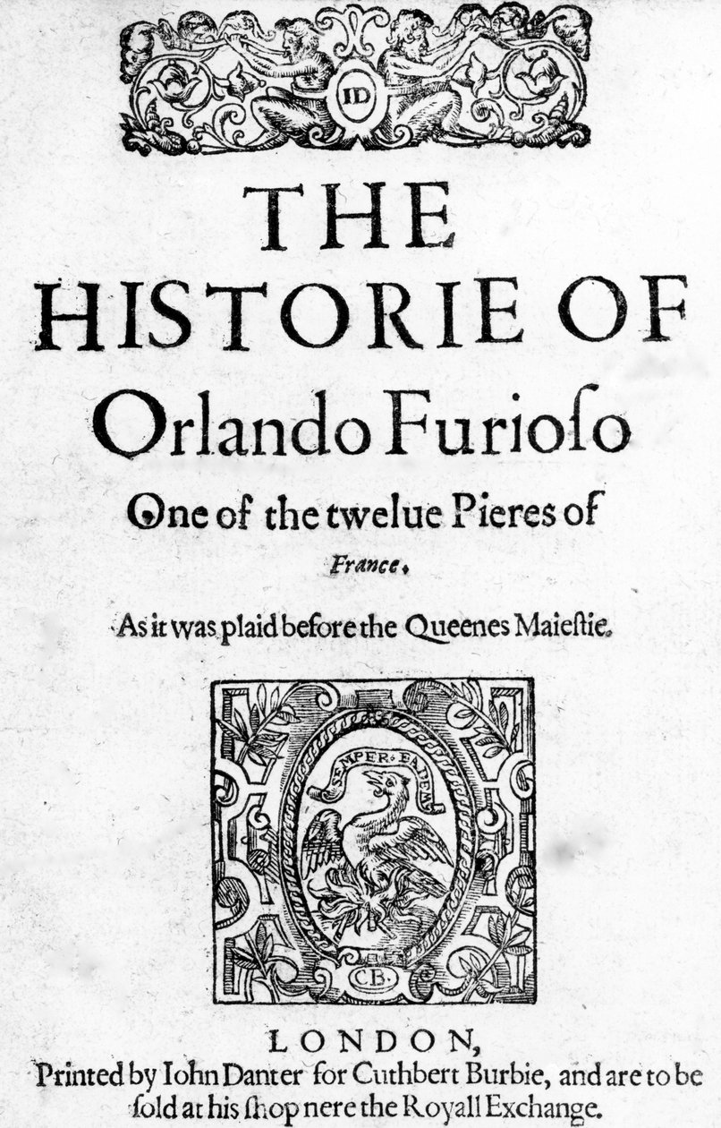 Ludovico Ariosto的“愤怒的奥兰多历史”，1594年 作者 英语学校
