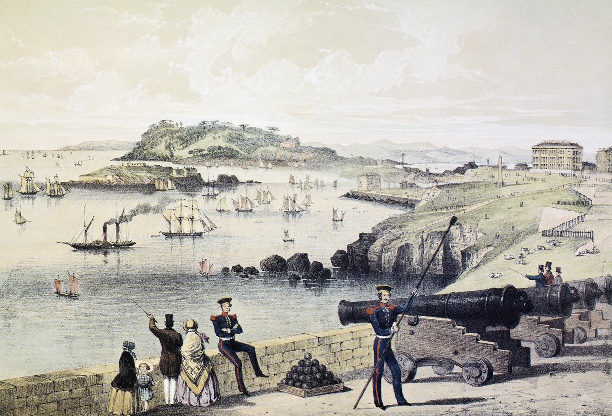 来自Citadel的Hoe，Drakes Island和Mt Edgecumbe，由Newman und Co出版 作者 英语学校