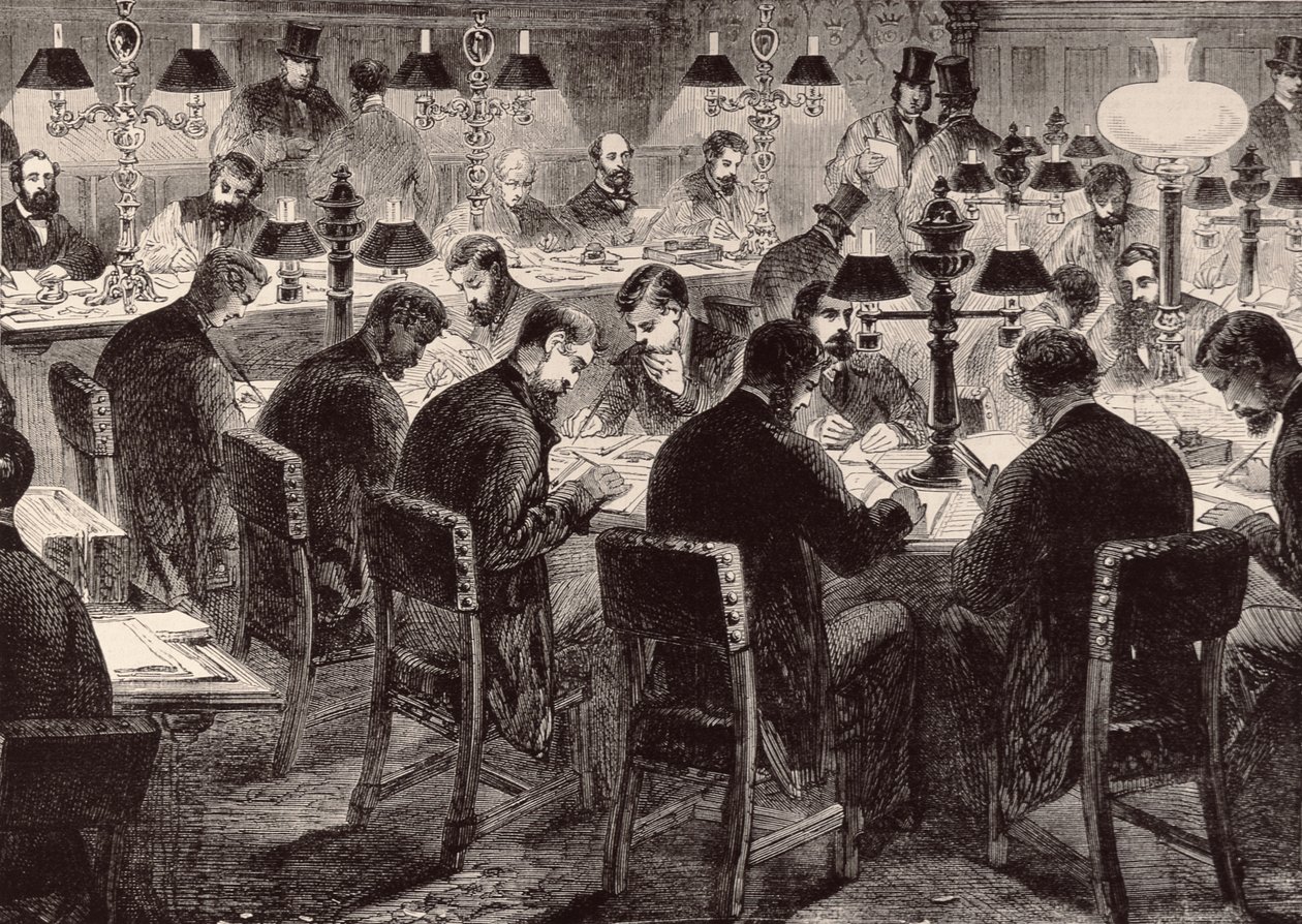 下议院：记者的房间，来自&39;The Illustrated London News&39;，1882年2月18日 作者 英语学校