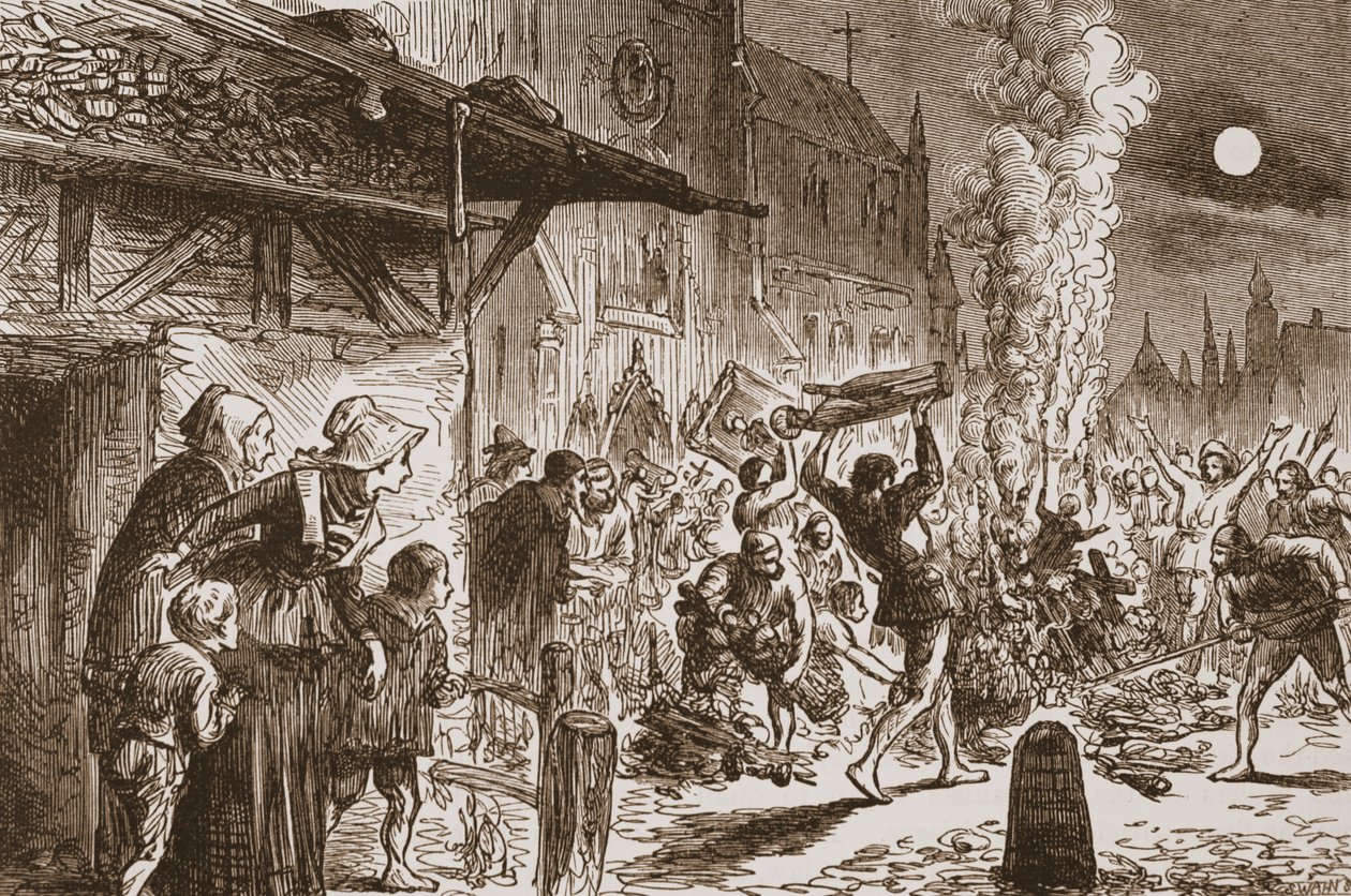 巴塞尔的Iconoclasts燃烧的图像和偶像，James Aitken Wylie（1808-1890），酒吧的新教历史插图。 1878年 作者 英语学校
