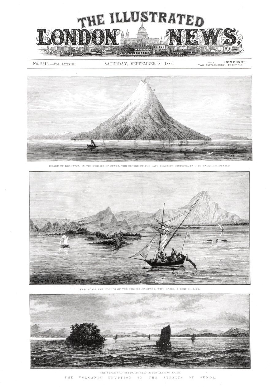 1883年9月8日，The Illustrated London News的Krakatoa岛的封面 作者 英语学校