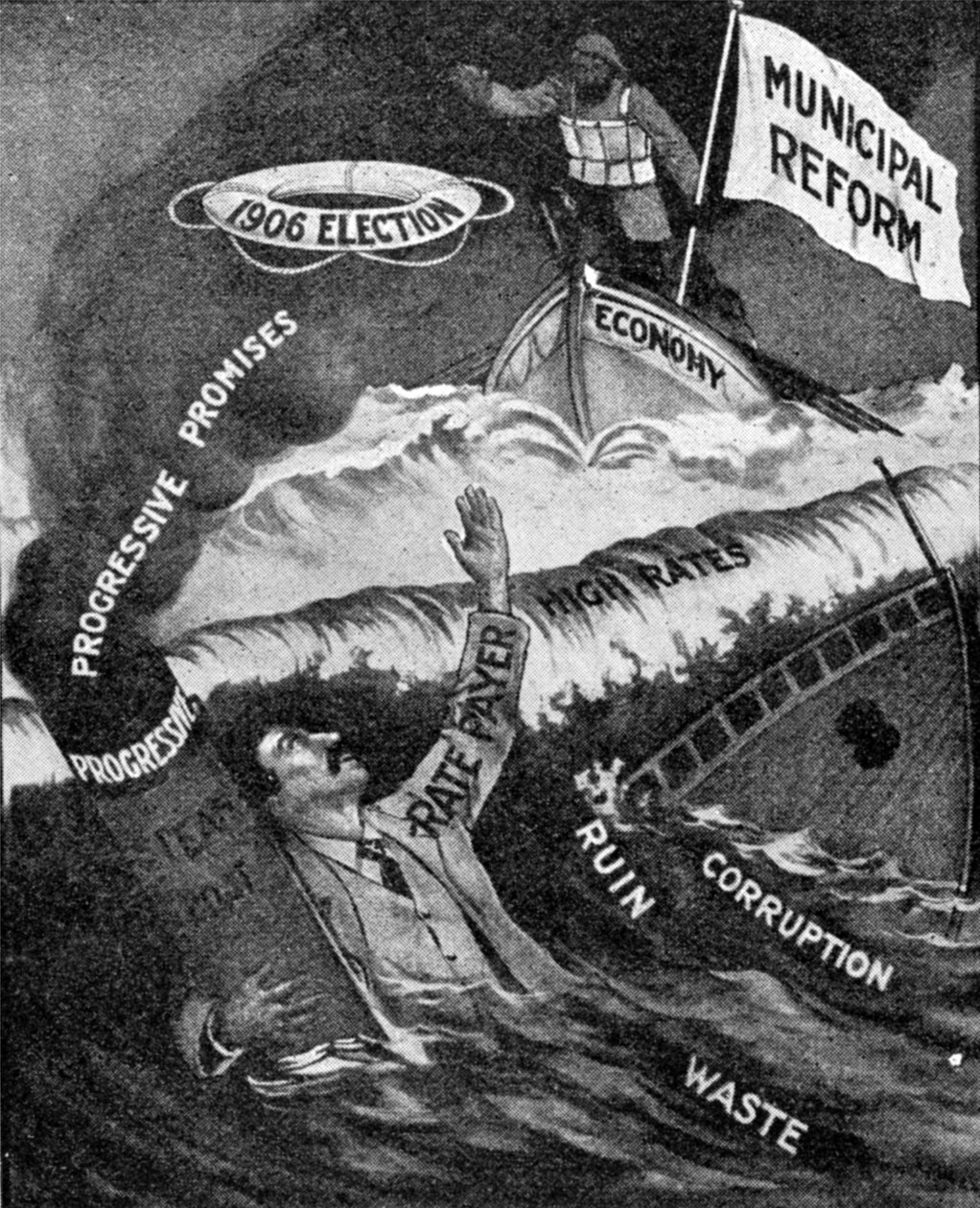 最后的希望，一个市政改革党的海报，发表在图形，1906年10月27日 作者 英语学校