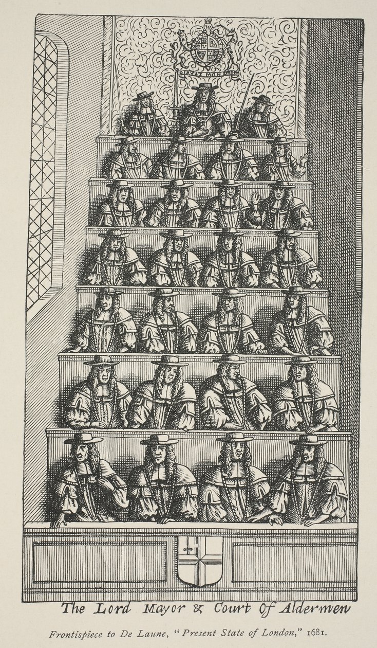 1681年De Launese Angolise大都会的市长和奥尔德曼宫 作者 英语学校