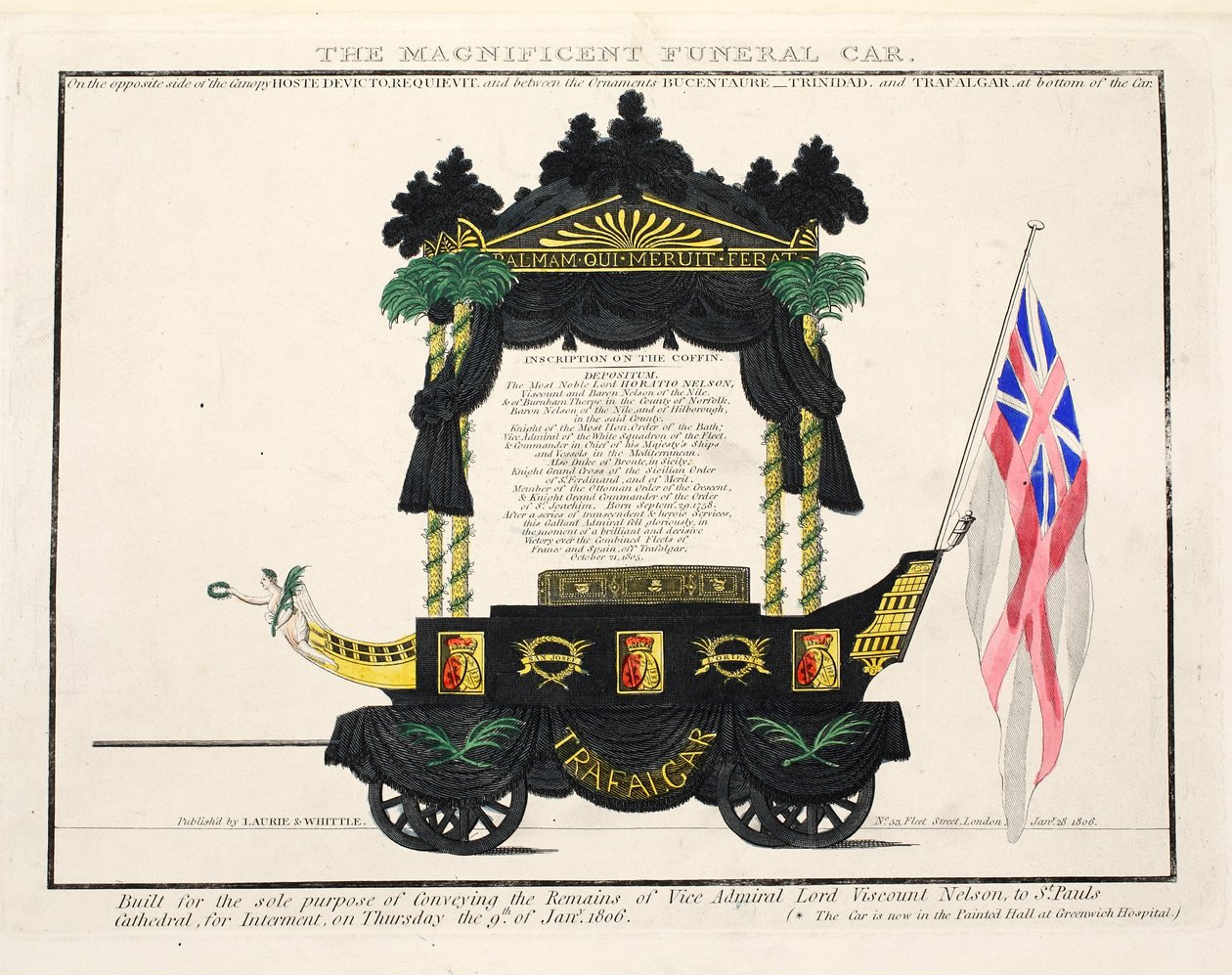 宏伟的葬礼车，酒吧。 1806（手工彩色雕刻） 作者 英语学校