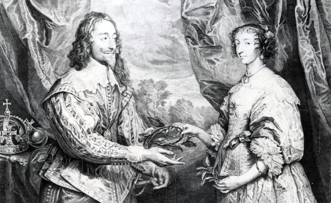 亨利埃塔和查尔斯的婚姻，由G. Vertue在1742年Van Dyck之后刻 作者 英语学校