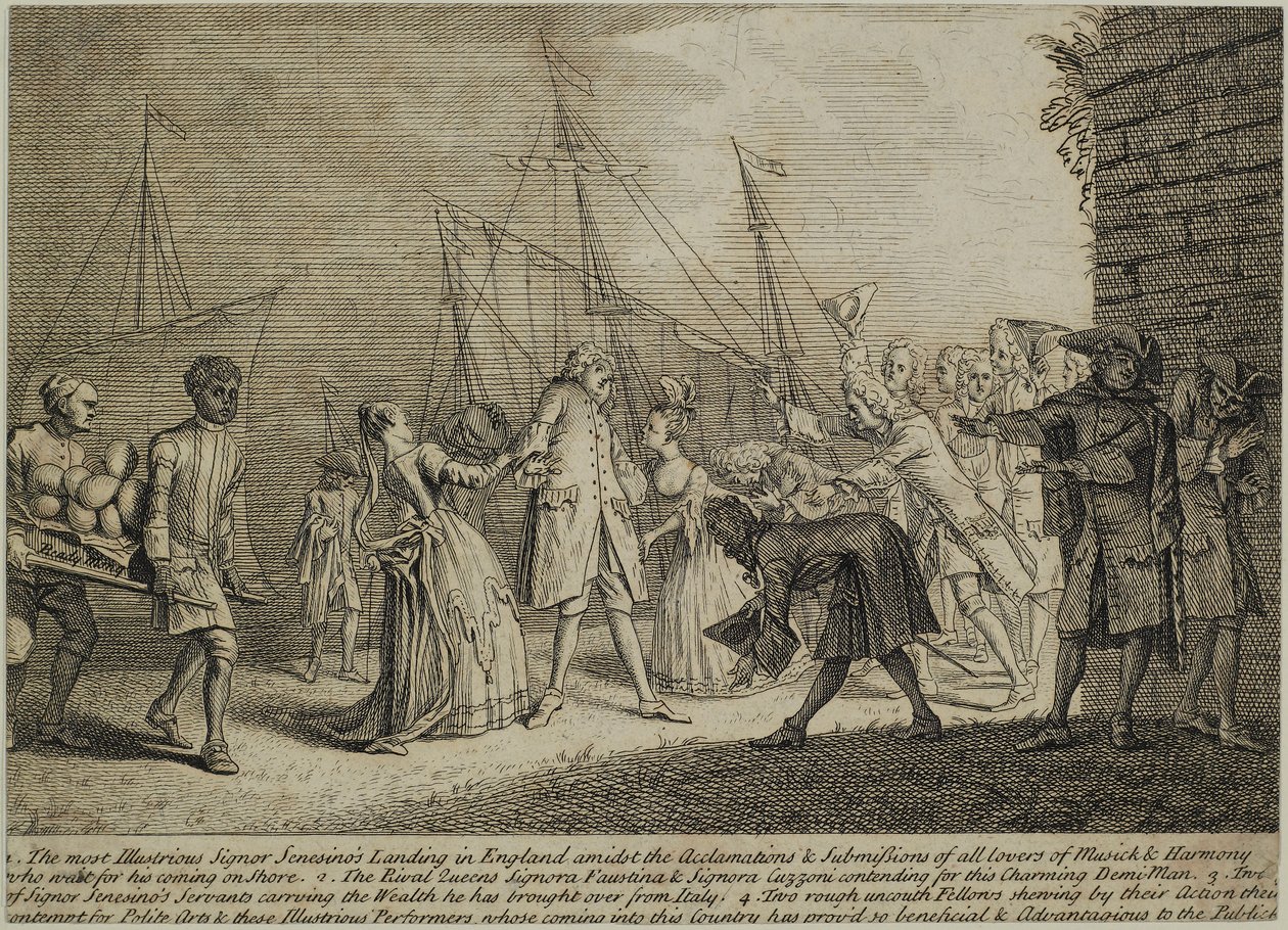 最杰出的签署者Senesinos登陆英格兰，c.1726 作者 英语学校