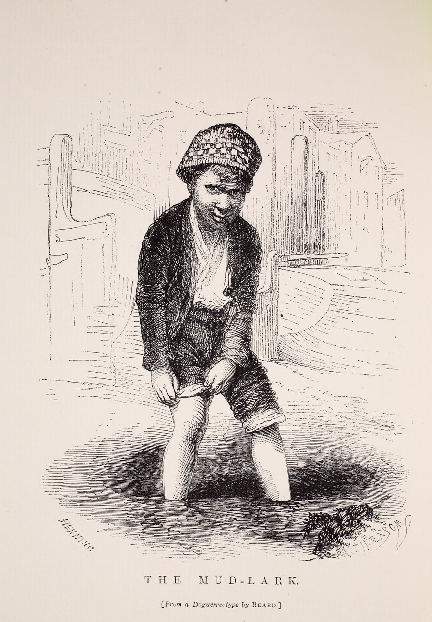 The Mud-Lark，经过理查德·比尔德的银版照相，伦敦工党和伦敦穷人的插图由Henry Mayhew，酒吧。 1862年 作者 英语学校