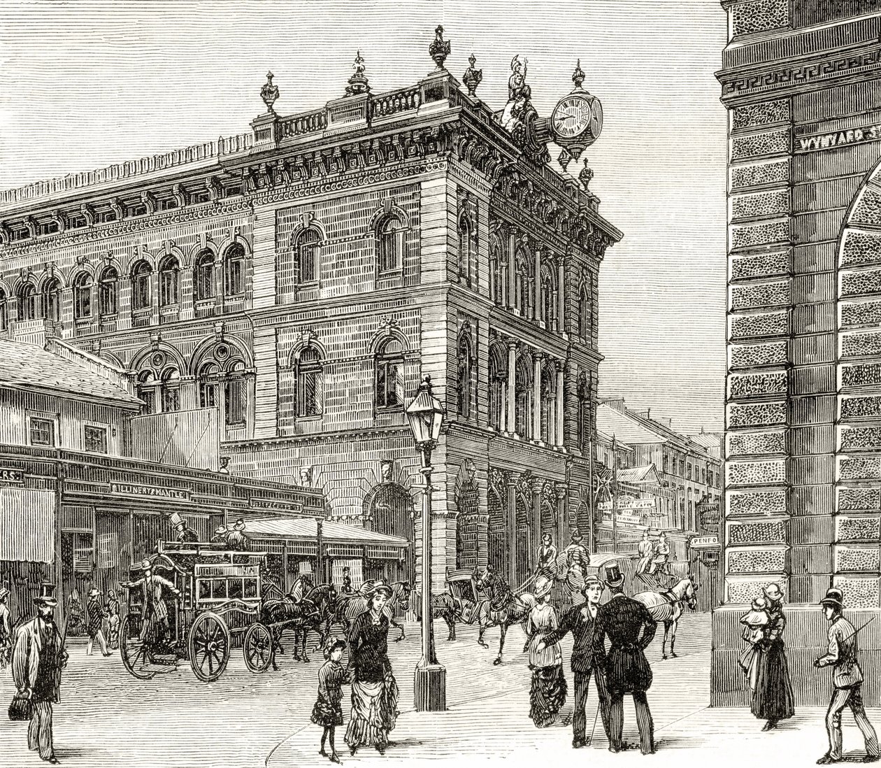 邮政局，乔治街，悉尼，1880年，来自霍华德威洛比的“澳大利亚图片”，由伦敦宗教学会出版，1886年 作者 英语学校