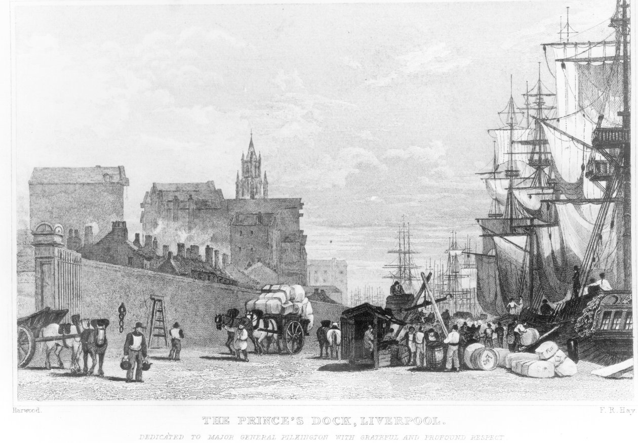 Prince&39;s Dock，利物浦，由FR Hay雕刻，1830年 作者 英语学校