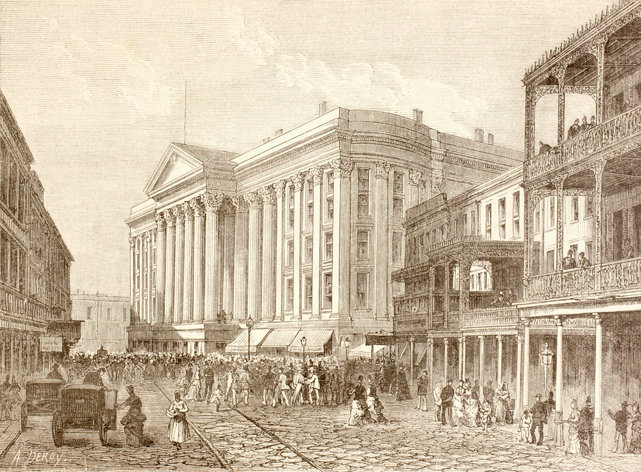 1880 年代新奥尔良圣查尔斯街的圣查尔斯酒店（平版印刷） 作者 英语学校