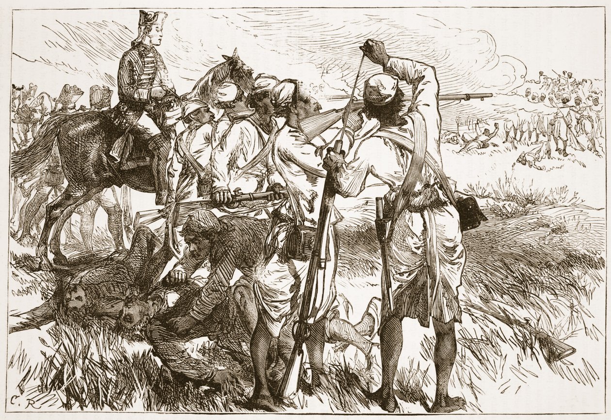 Buxar的Sepoys，插图来自卡塞尔斯画报的印度历史由詹姆斯格兰特，酒吧。 1879年 作者 英语学校