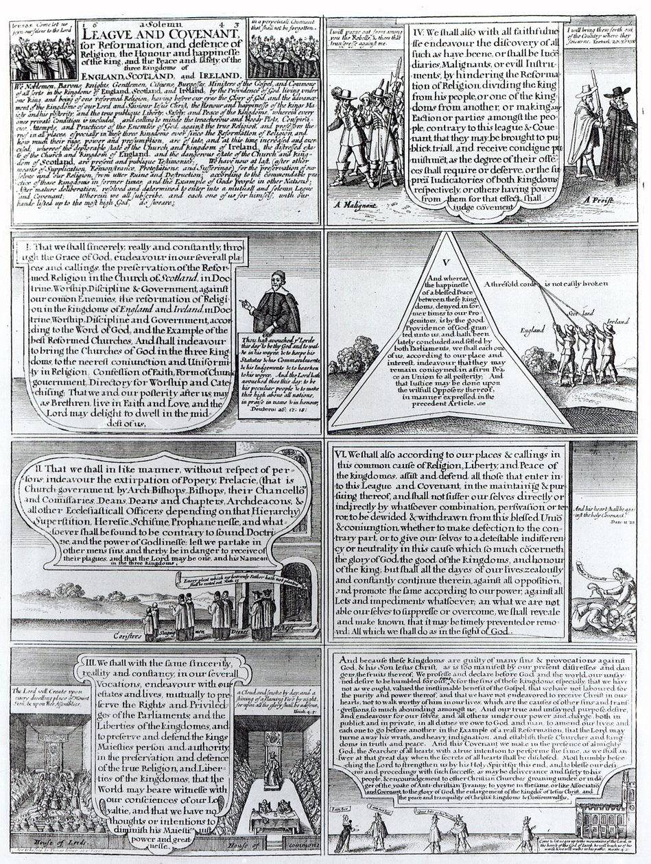 尊贵的联盟和1643年的盟约，由W. Hollar（1607-77）镌刻 作者 英语学校
