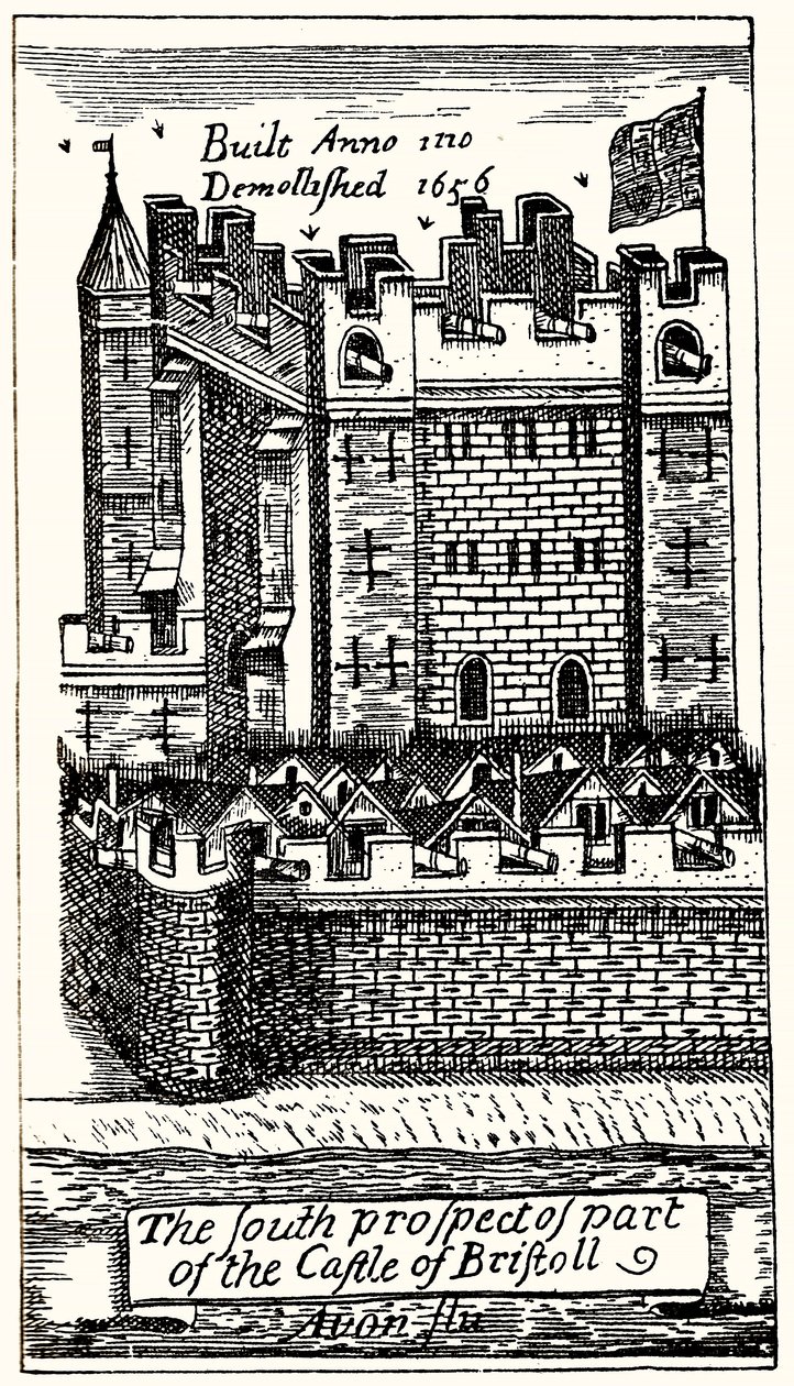 布里斯托尔城堡部分地区的南面前景》，出版。1893. 作者 英语学校