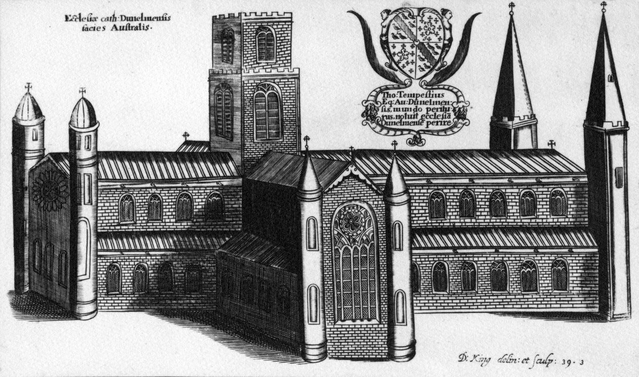 达勒姆大教堂南部外观，1660年 作者 英语学校