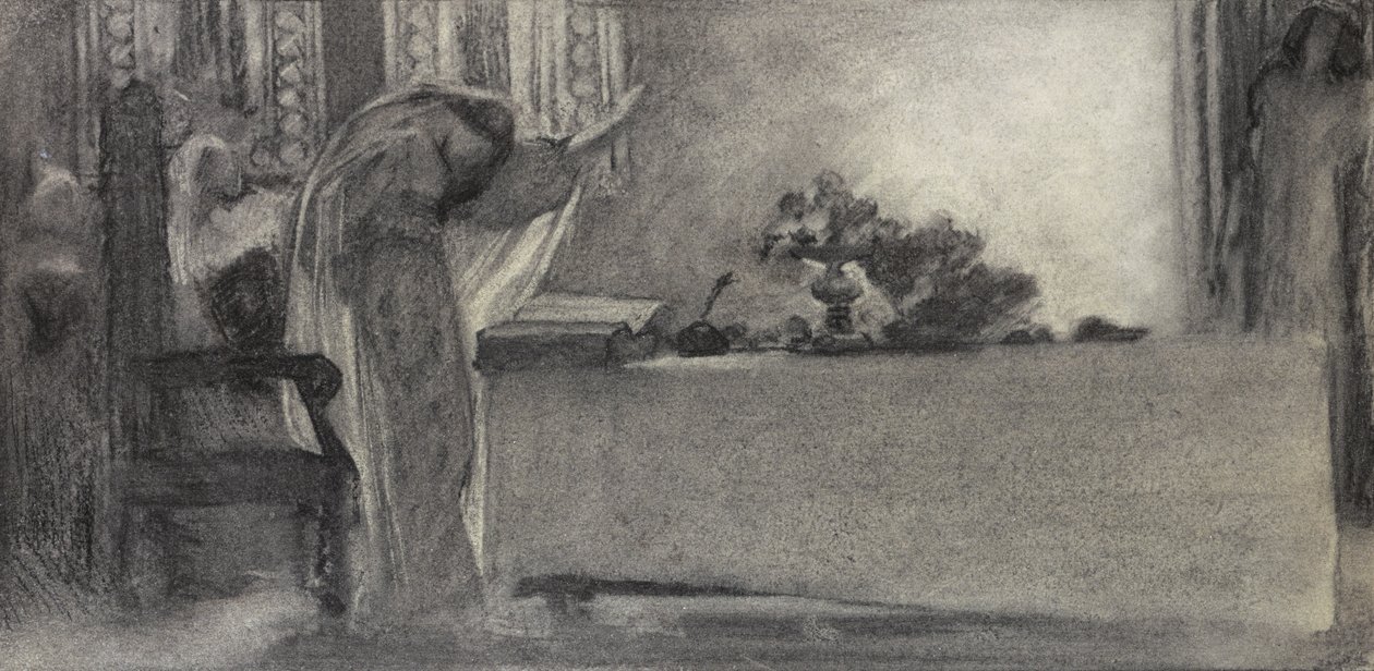 法术，1870年（纸上的木炭） 作者 英语学校
