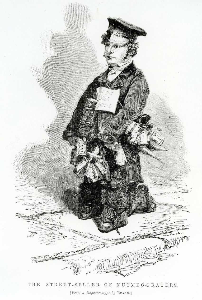 Nutmeg-graters的街头卖家，c.1840 作者 英语学校