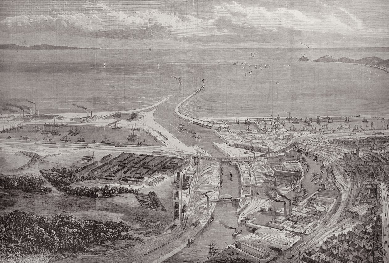 斯旺西港和码头，来自伦敦新闻画报，1881年10月22日 作者 英语学校