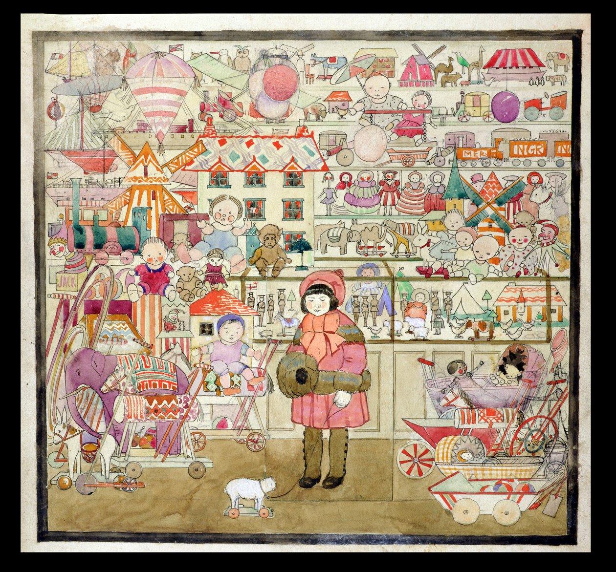圣诞节的玩具店》，约 1910 年（纸面水彩画） 作者 英语学校