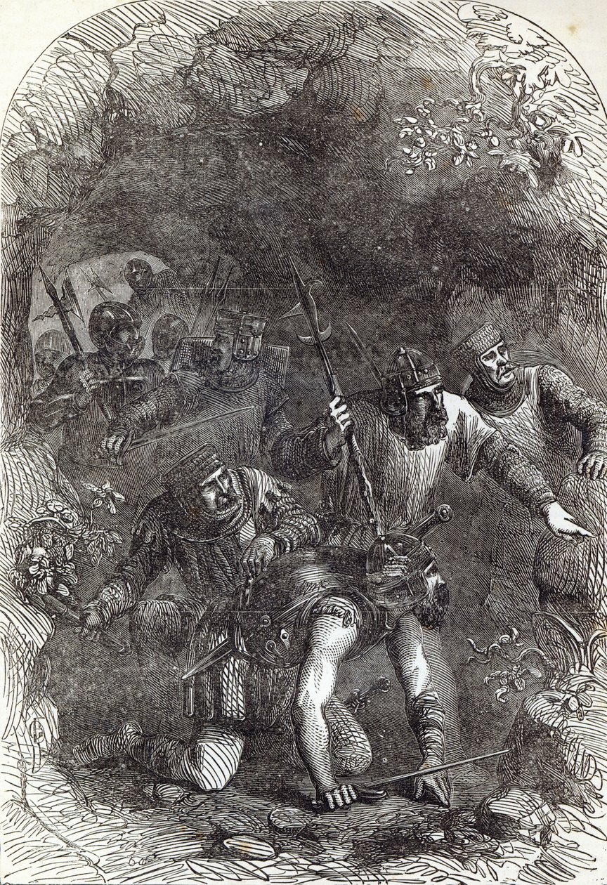 蒙塔库特勋爵在地下通道中的部队，插图来自“卡塞尔的英国插图史” 作者 英语学校