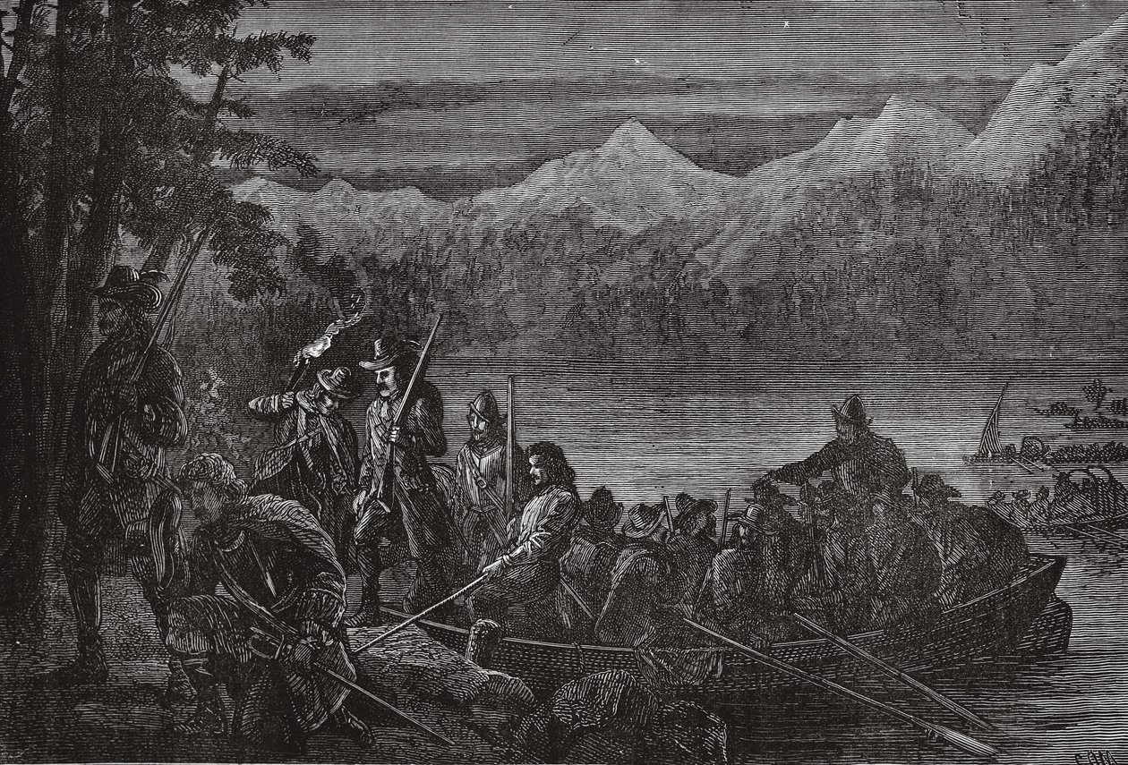 Vaudois夜间穿越Lake Leman，插图来自James Aitken Wylie（1808-1890），酒吧的新教历史。 1878年 作者 英语学校