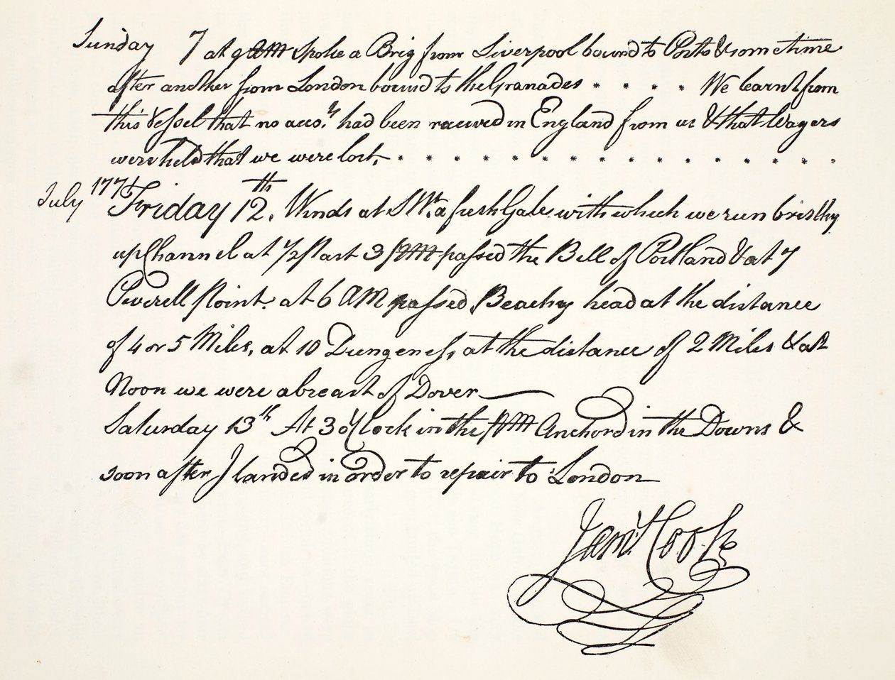 詹姆斯库克的笔迹，1771年7月 作者 英语学校