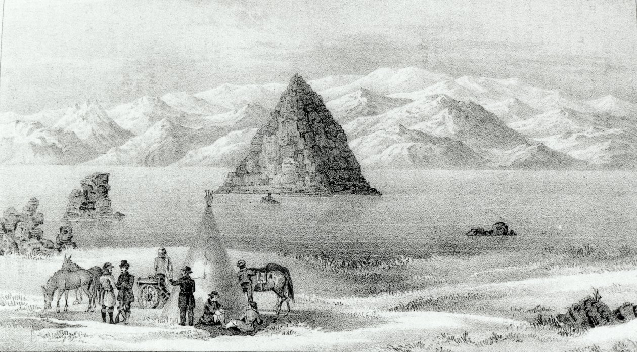 1844年1月在金字塔湖的榴弹炮，从1842年探索洛矶山脉的探险报告到1843年至1843年由约翰·C·弗里蒙特发往俄勒冈州和北卡罗来纳州，于1845年出版（点燃 作者 英语学校