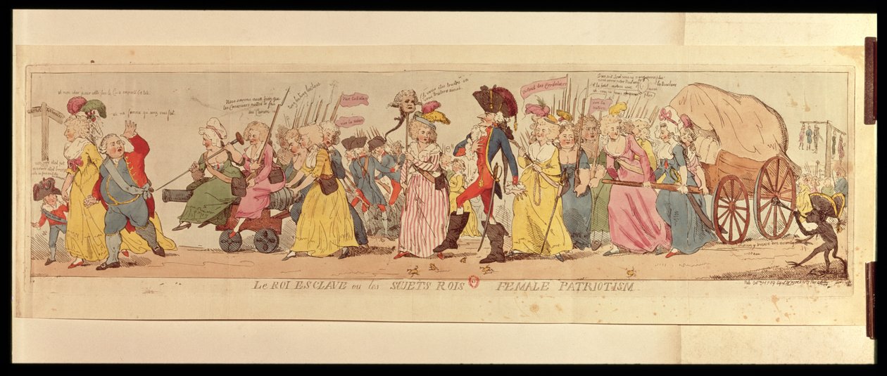 Les Halles的女性从凡尔赛采取路易十六（1754-93），由SW Fores出版，1789年（手工雕刻） 作者 英语学校