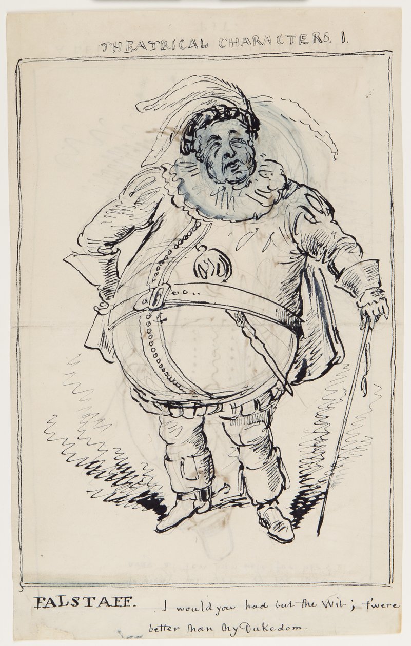 Theatrical Characters 1: Falstaff, c.1825 (pen & ink on paper) 作者 英语学校