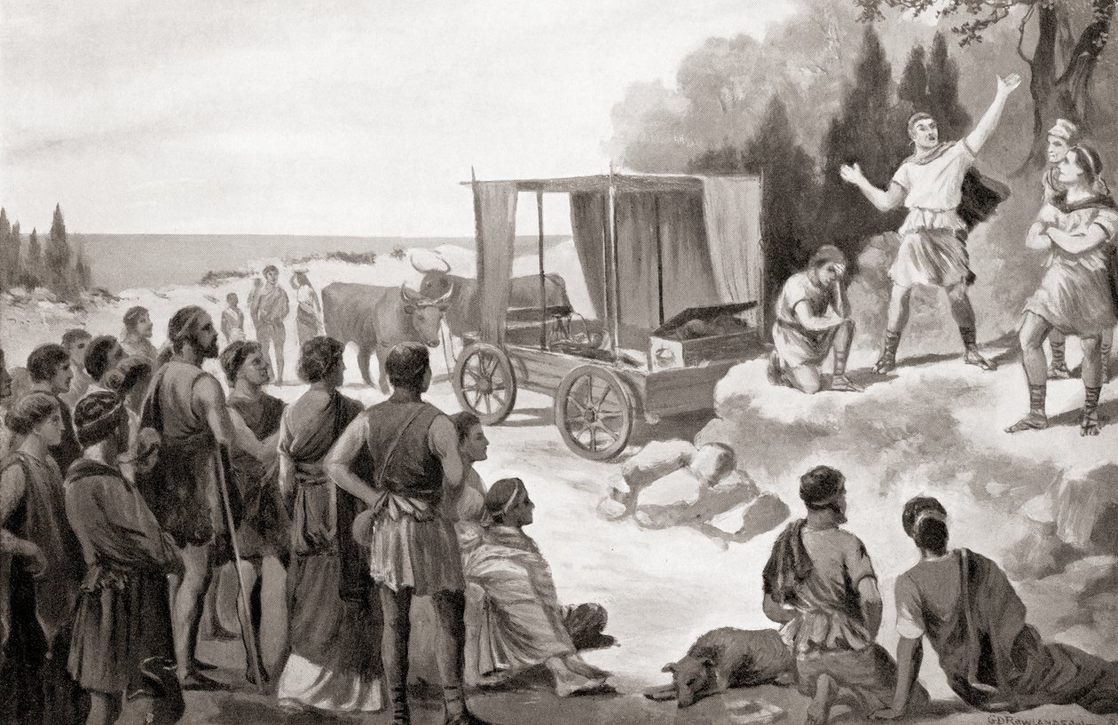 Thespis的马车，来自哈钦森的《各国历史》，1915年出版。 作者 英语学校