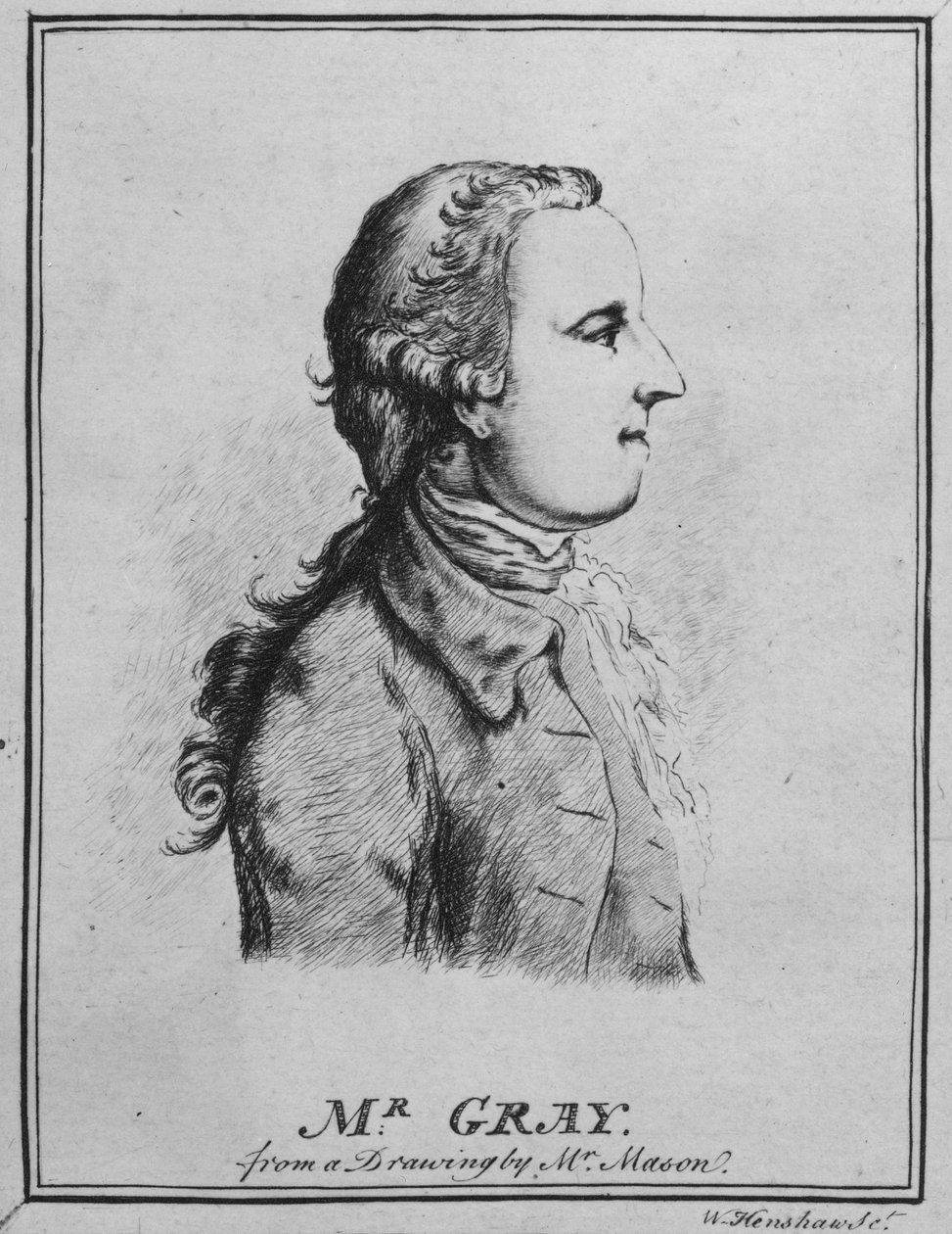 威廉·亨肖（Thomas Henshaw）绘制的托马斯·格雷（Thomas Gray）（纸上用墨水）（bw照片） 作者 英语学校