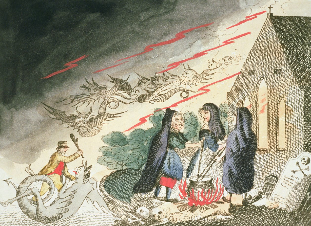墓地中的三个巫婆，1790年代 作者 英语学校