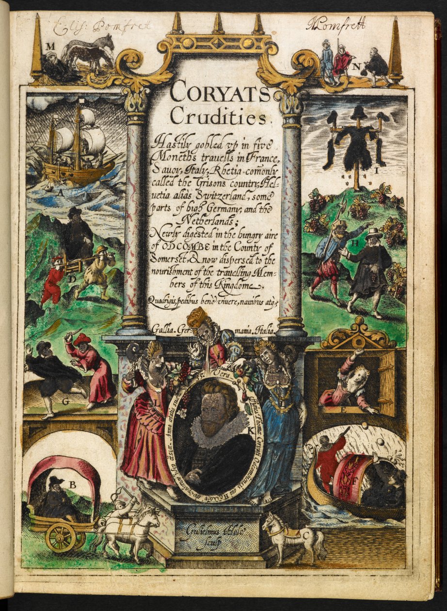 托马斯-科里亚特的作品《Coryats Crudities Hastily gobled vp in five Moneth trauells... 》扉页 作者 英语学校