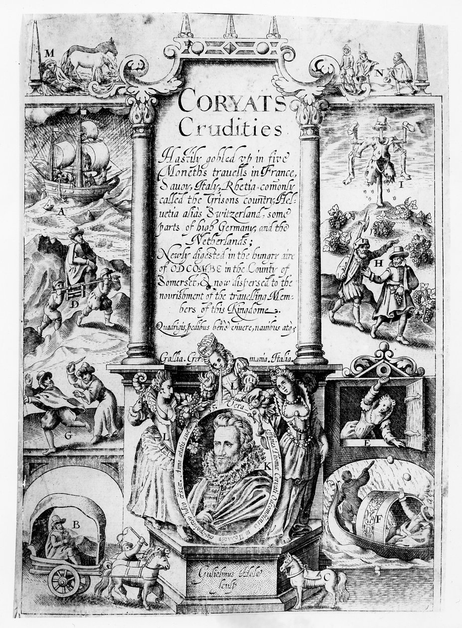 Coryats Crudities的标题页，发表于1611年 作者 英语学校