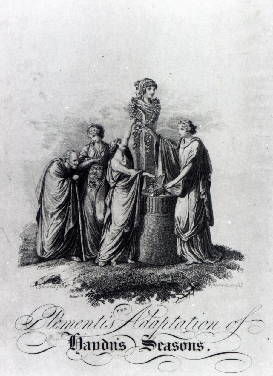 Muzio Clementis改编为Joseph Haydns清唱剧季节钢琴的标题页 作者 英语学校