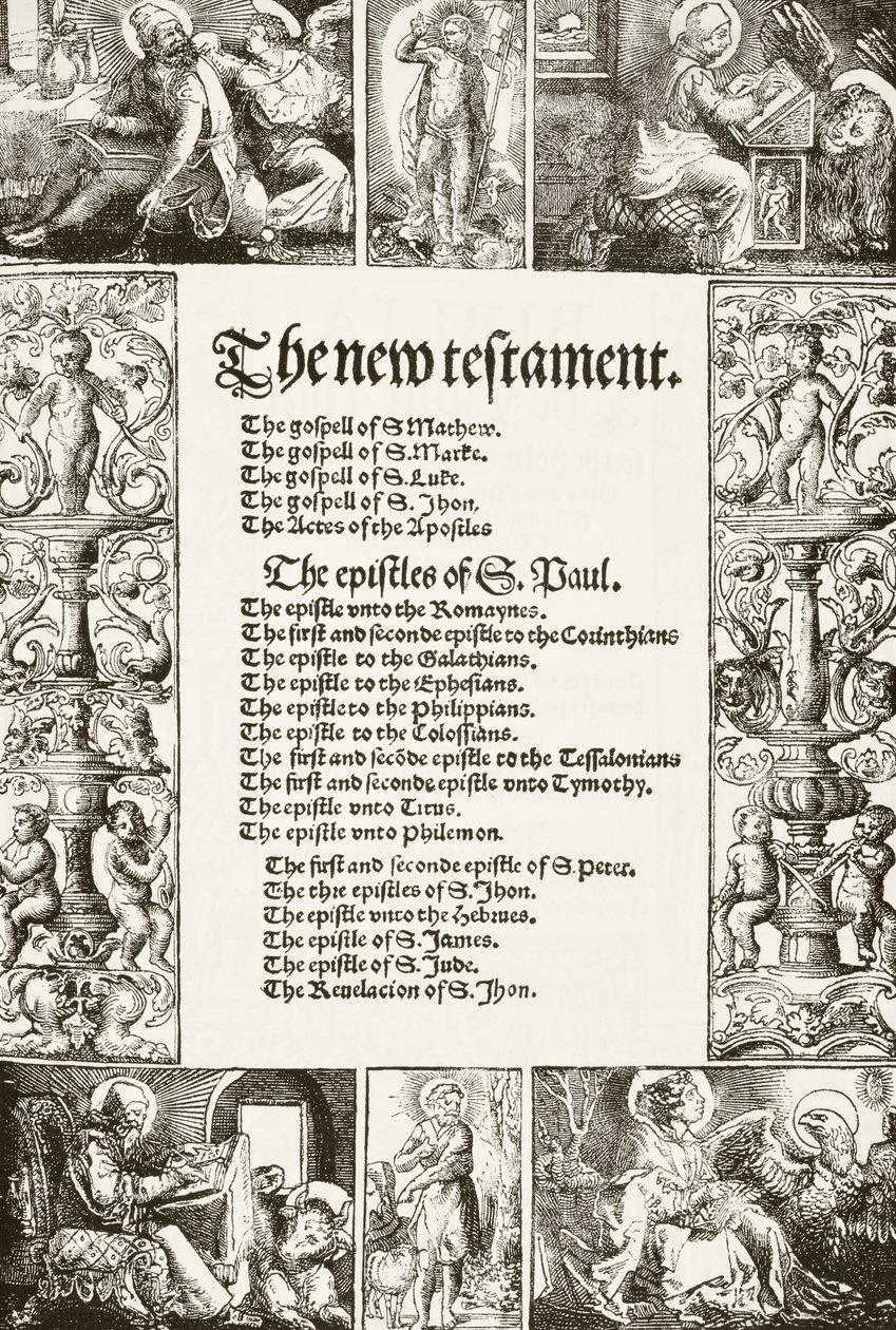 William Tyndales新约圣经的标题页，由英国国家和国内历史记录于1530年代由William Hickman Smith Aubrey（1858-1916）出版，伦敦，1890年出版 作者 英语学校