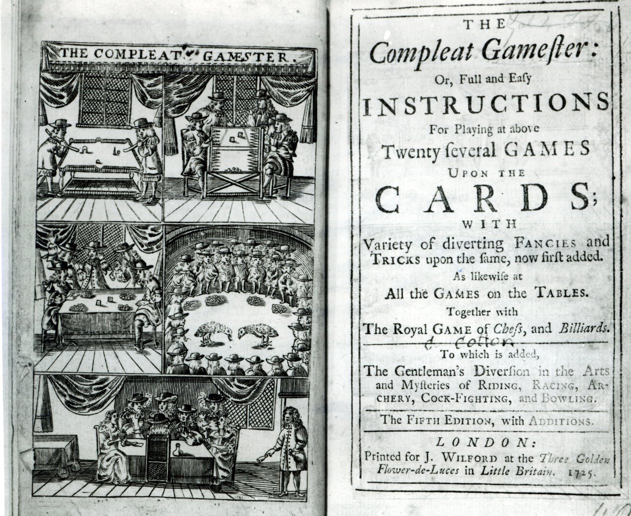 第五版The Compleat Gamester的标题页，归功于Charles Cotton（1630-87），酒吧。 1725 作者 英语学校