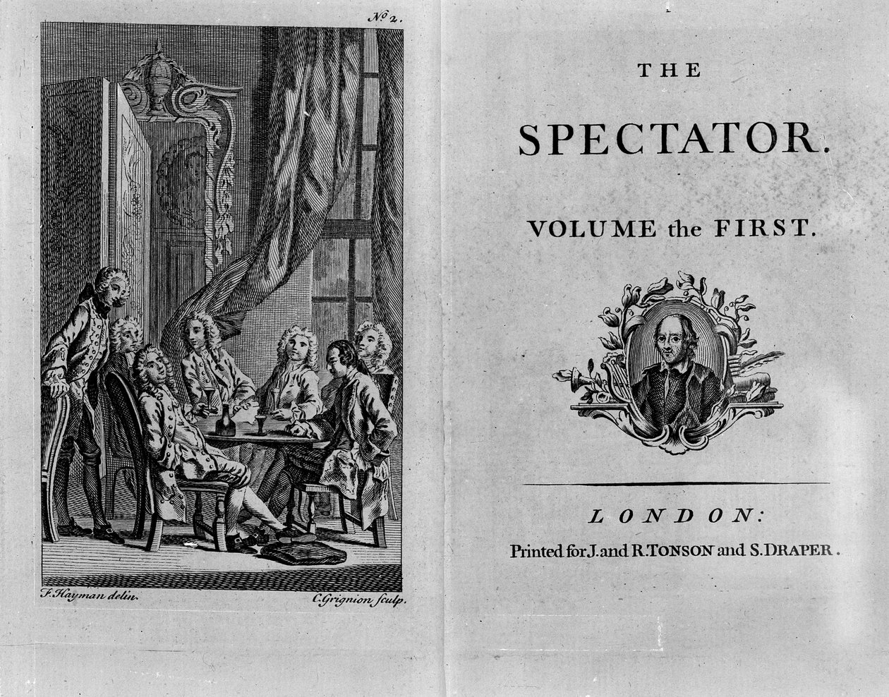 收藏版The Spectator第一卷的标题页，出版于1788年（印刷纸） 作者 英语学校
