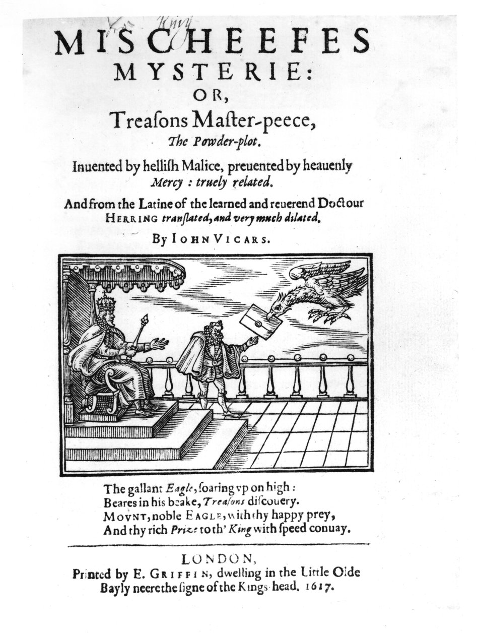 Mischeefes Mysterie或Treasons Master-peece的标题页，粉末情节，约翰维克斯，1617年 作者 英语学校