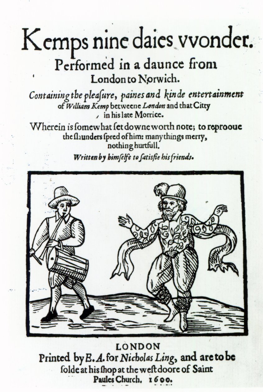 William Kemps Nine Days Wonder的标题页，发表于1600年 作者 英语学校