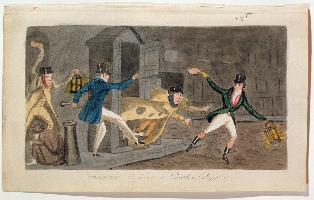汤姆和鲍勃捕捉查理午睡，1821年（aquatint） 作者 英语学校