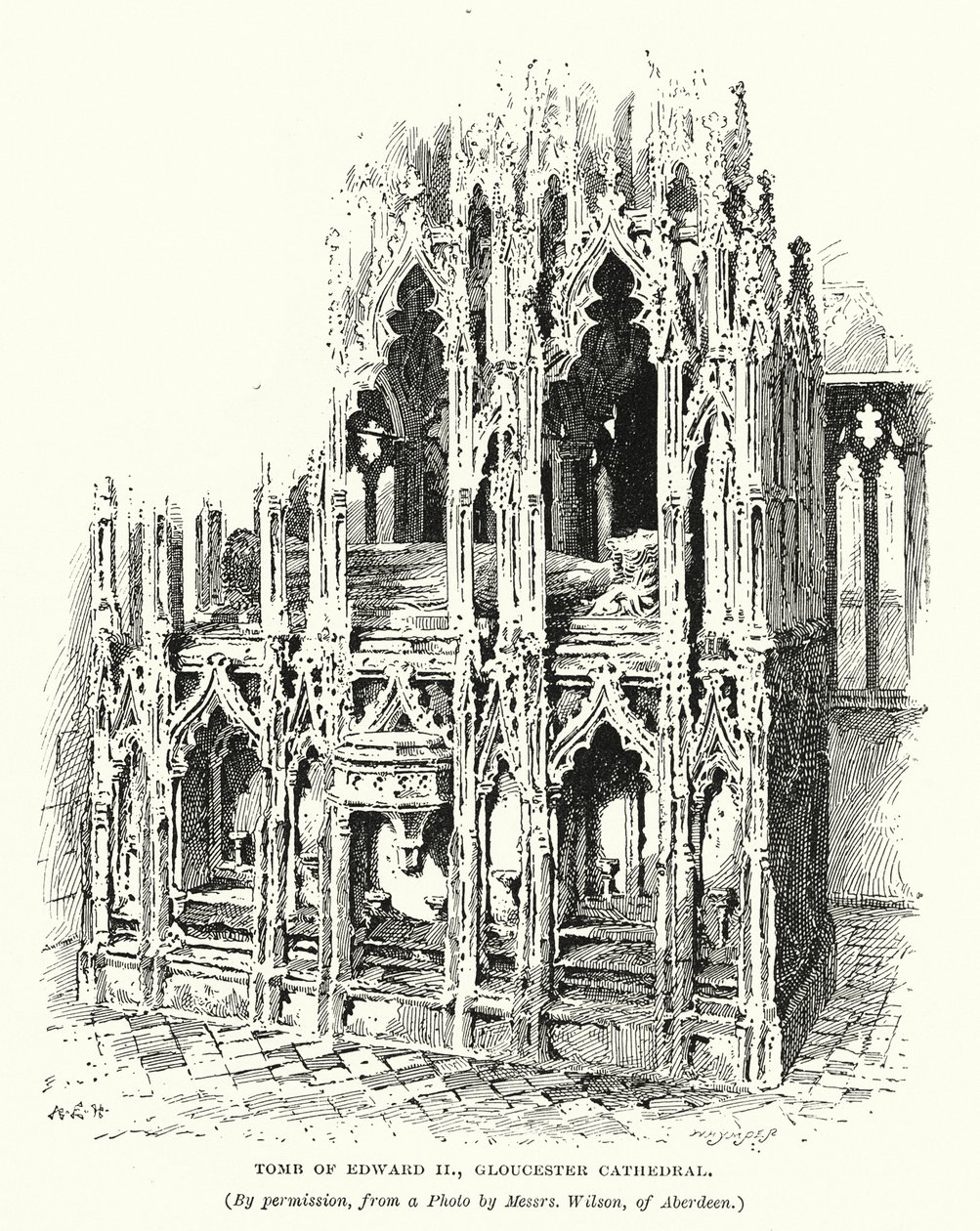 爱德华二世国王之墓，格洛斯特大教堂（雕刻） 作者 英语学校